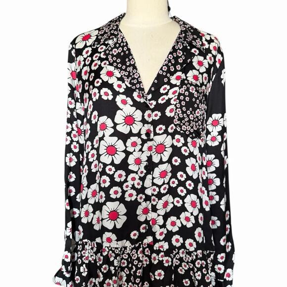 The Kooples Mixed Floral Button Front Mini Dress Size 2 NWT Feminine Relaxed - Picture 4 of 16